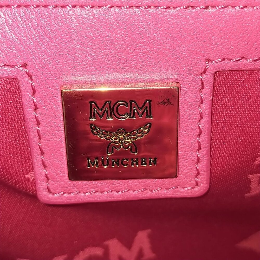 (EH) MCM Backpack Bag Red PVC - Picture 6 of 9
